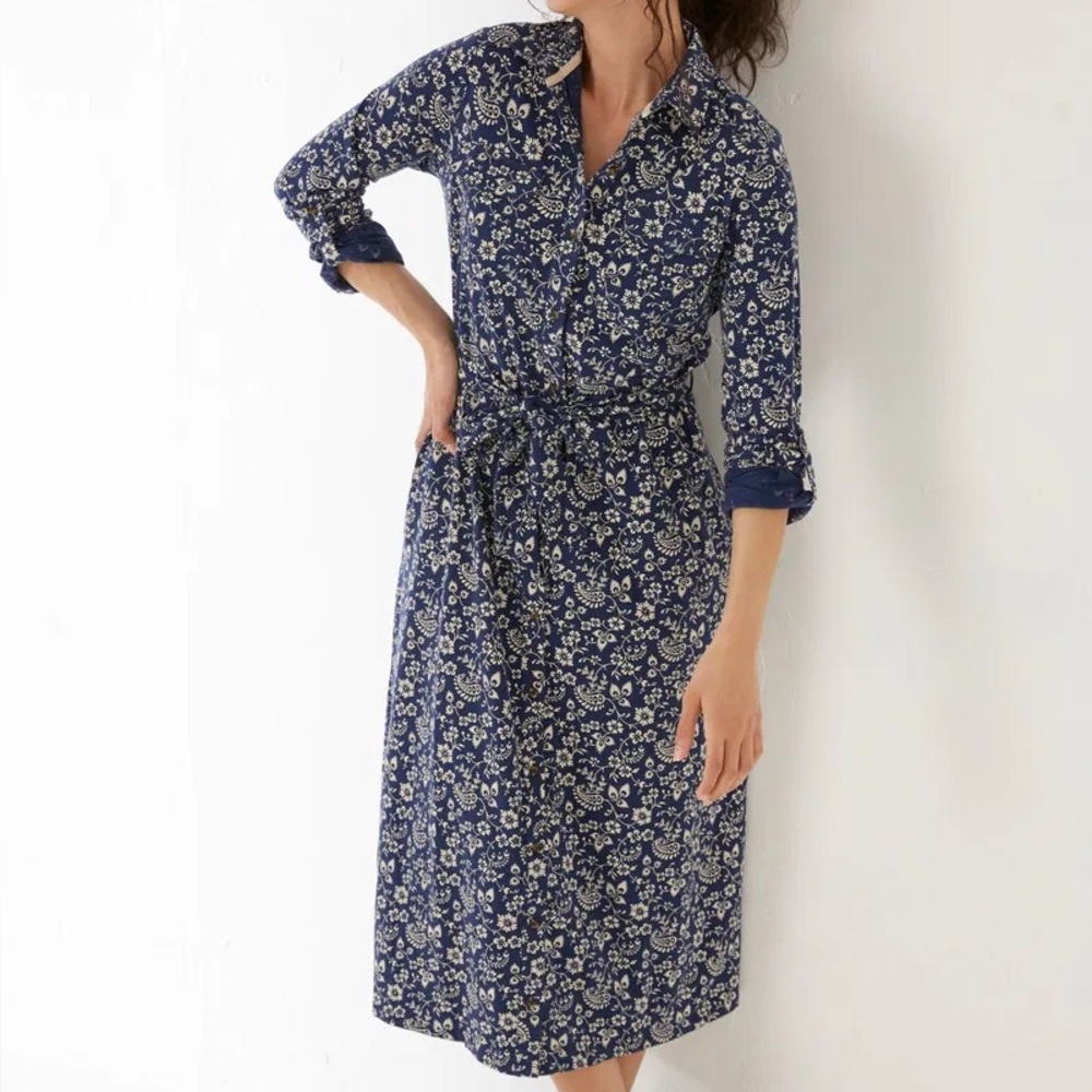 FatFace Sarah Jersey Shirt Dress in Navy Floral US 20